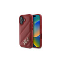 Karl Lagerfeld Diagonal Quilted Script iPhone 16 Case - Red