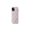 Karl Lagerfeld Diagonal Quilted Script case for iPhone 15 Plus / 14 Plus - pink