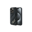 Karl Lagerfeld Diagonal Quilted Script case for iPhone 15 Pro - black