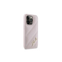 Karl Lagerfeld Diagonal Quilted Script case for iPhone 14 Pro Max - pink