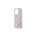 Karl Lagerfeld Diagonal Quilted Script case for iPhone 14 Pro - pink