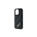 Karl Lagerfeld Diagonal Quilted Script case for iPhone 14 Pro - black