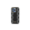 DKNY Leather Checkered Mono Pattern MagSafe iPhone 15 Pro Max Case - Black