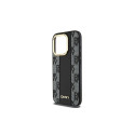 DKNY Leather Checkered Mono Pattern MagSafe iPhone 15 Pro Max Case - Black