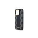 DKNY Leather Checkered Mono Pattern MagSafe case for iPhone 14 Pro - black
