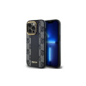 DKNY Leather Checkered Mono Pattern MagSafe Case for iPhone 13 Pro / 13 - Black