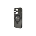 Guess Ring Stand Script Glitter MagSafe case for iPhone 13 Pro Max - black