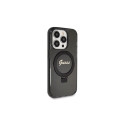 Guess Ring Stand Script Glitter MagSafe case for iPhone 13 Pro Max - black