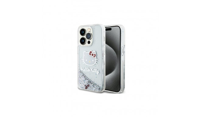 Hello Kitty Liquid Glitter Charms Kitty Head case for iPhone 13 Pro Max - silver