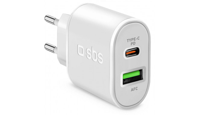 SBS charger USB/USB-C 20W, white