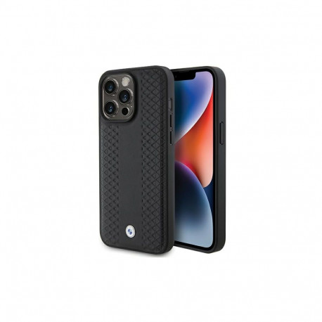 BMW Leather Diamond Pattern case for iPhone 15 Pro Max - black