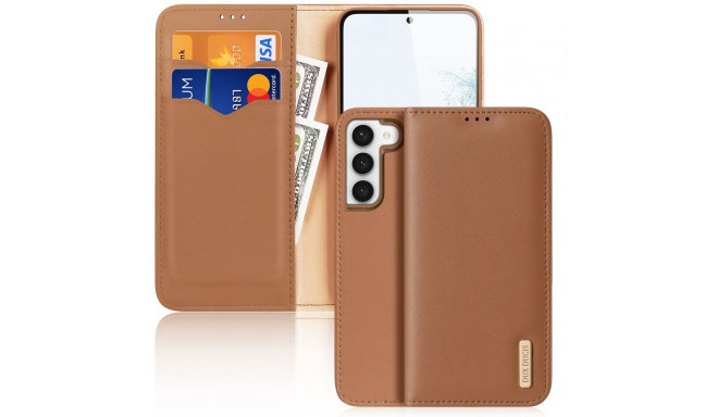 Dux Ducis Hivo case Samsung Galaxy S23+ flip cover wallet stand RFID blocking brown