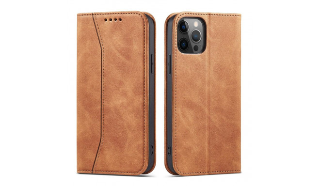 Magnet Fancy Case Case for iPhone 12 Pro Max Pouch Wallet Card Holder Brown