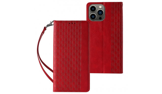 Magnet Strap Case Case for iPhone 12 Pro Max Pouch Wallet + Mini Lanyard Pendant Red