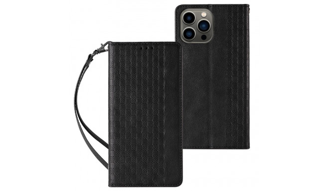 Magnet Strap Case for iPhone 12 Pro Max Pouch Wallet + Mini Lanyard Pendant Black
