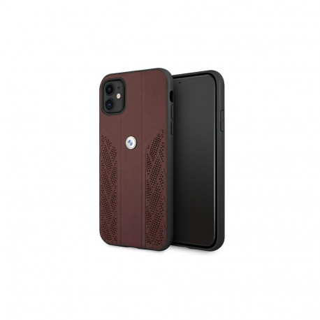 BMW Leather Curve Perforate Case for iPhone 11 / Xr - Red