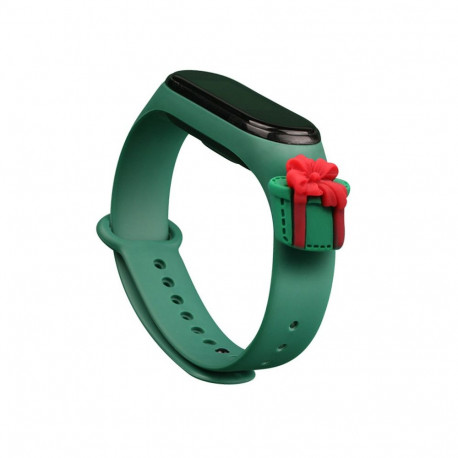 Strap Xmas for Xiaomi Mi Band 3 / 4 Christmas Silicone Strap Bracelet with Gift - Dark Green