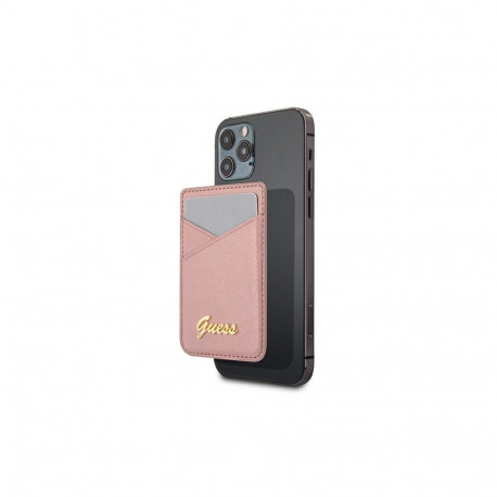 Guess Wallet Card Slot GUWMSSASLPI MagSafe Saffiano pink/pink