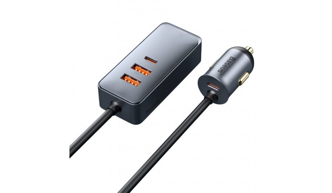 Auto kiirlaadija pikendusjuhtmega 12-24V 120W 2xUSB + 2xUSB-C, hall