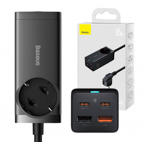 Baseus GaN3 Pro Desktop Powerstrip AC+2U+2C 65W EU Black(Include:Baseus Xiaobai series fast charging