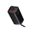 Kiirlaadija GaN3 Pro 100 W 2xUSB + 2xUSB-C QC4+ PD3.0 USB-C 1,5 m kaabliga, must Kiirlaadija GaN3 Pro 100 W 2xUSB + 2xUSB-C QC4+ PD3.0 USB-C 1,5 m kaabliga, must