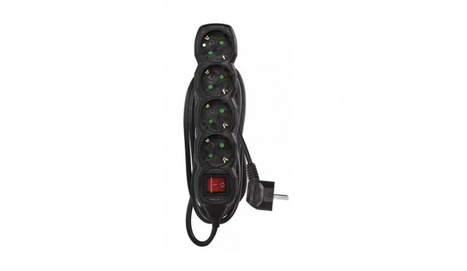 Power Strip SCHUKO with switch – 4 sockets, 5.0m, black, 1,5mm²