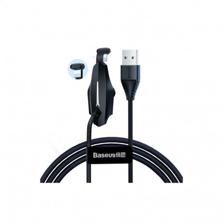 Kaabel USB2.0 - pistik - IP-Lightning pistik, 1.2m telefonihoidjaga, must, nailonist punutud, BASEUS