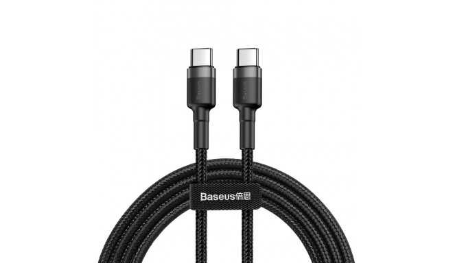 USB C – USB C kaabel 2.0 m, PD2.0 60W 20V 3A, QC3.0, 2 meetrit, hall/must, BASEUS