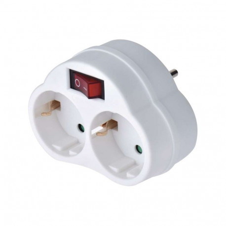 Adapter SCHUKO kahe pistiku + 1 lülitiga