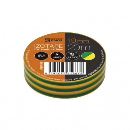 Isolatsioonilint PVC 19mm/20m roheline/kollane, EMOS