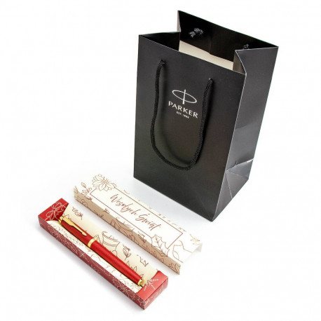 Parker Premium Red GT rašiklių rinkinys dėžutėje su dovanų maišeliu