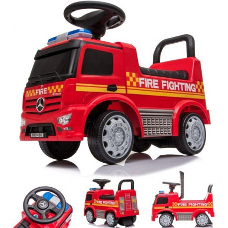 Pojazd jeździk dla dziecka na roczek, pchacz Mercedes Antos straż pożarna dźwięki czerwony
