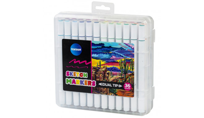 Marker sketch kahe otsaga, 36 värvi, plastkarbis, Centrum