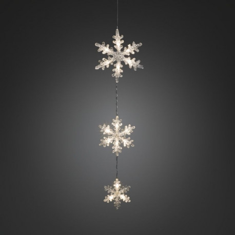 Akrüülist lumehelveste komplekt, L-60cm, 21/17/13cm, riputatav; 15wwLED tulega, läbipaistev kaabel