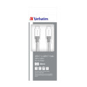 USB-kaabel USB-C USB-C 0.3m Verbatim USB3.1 USB-C Sync & Charge , Stainless Steel/Silver