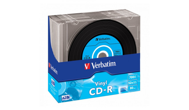 CD-R Verbatim 700MB 80min 52x Slim Data Vinyl, AZO, pakk (10 toorikut õhukeses karbis)