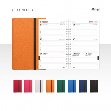 Student Flex 115x180mm,spiraalköide, kummikinnitus, kunstnahast kaaned 26/27 õppeaasta