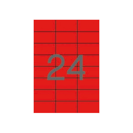 Etikett iseliimuv APLI 70x37mm punane, 24 tk A4 lehel, 20l/pk, Ref.01593