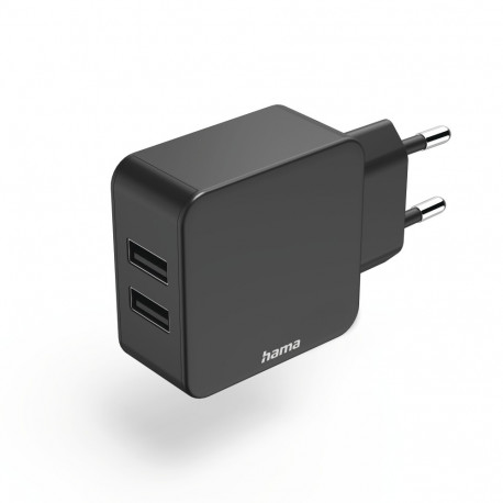 USB-laadija seinapesasse Hama, must, 2xUSB-A, max 12W 2.4A 5V