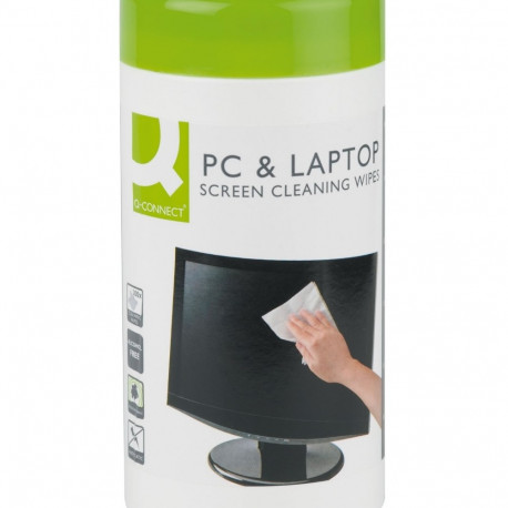 Puhastuslapid LCD-/TFT-ekraanidele, 100 niisket lappi/purgis, Q-Connect