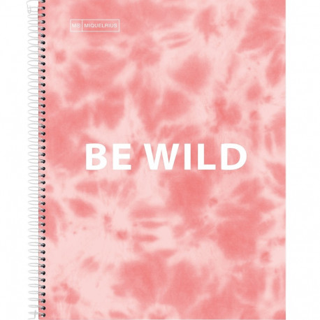 Kaustik A4 120l joon spiraal 4-ne augustus, 4-värvi register, kartong kaaned TIE DYE PINK Miquelrius