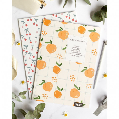 Kaustik A5 40 lehte täpid Peaches&Cherries (2tk)