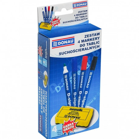 Tahvlimarker Donau D-Signer B, 4- värvi/kompl + tasuta puhastaja