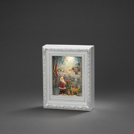 Lauakaunistus/ Pildiraam, Jõuluvana ja loomad, K-22cm, L-17,5cm, wwLED, 5H taimeriga, 1,8m USB kaabe