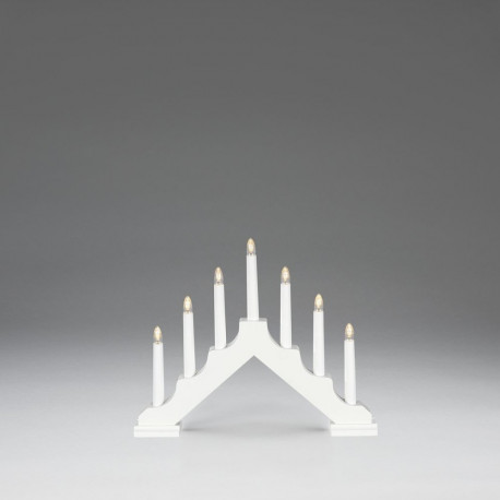 Küünlajalg kolmnurkne 38 xK-28cm, 7 wwLED tuld+taimer 6H, lisada patareid 6xAA/ valge värvitud puit