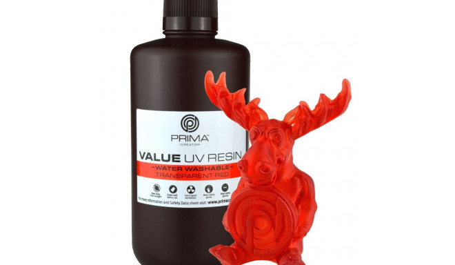 UV Resin Water Washable PrimaCreator Value 1000ml punane läbipaistev