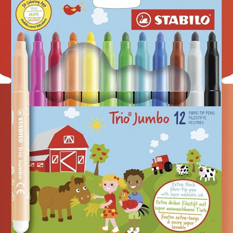 Viltpliiatsid Stabilo Trio Jumbo, 12värvi, kolmekandiline