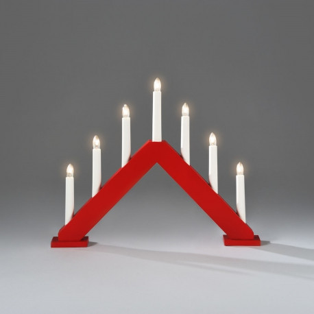 Küünlajalg kolmnurkne 41xK-33cm, 7 küünalt, 230V, 170cm juhe/ punane värvitud puit