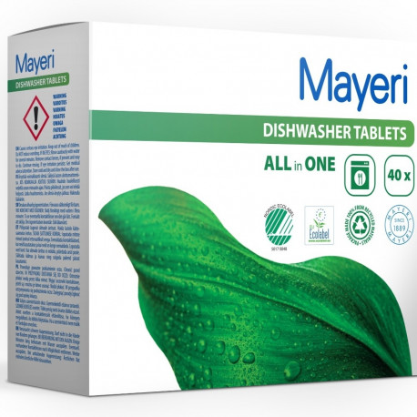Nõudepesumasina tabletid MAYERI All in One vesilahustuvas kiles 40tk/pk