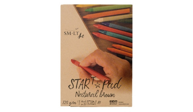 Joonistusplokk A4 120gsm, 20 lehte,recycled natural pruun, Start SMLT